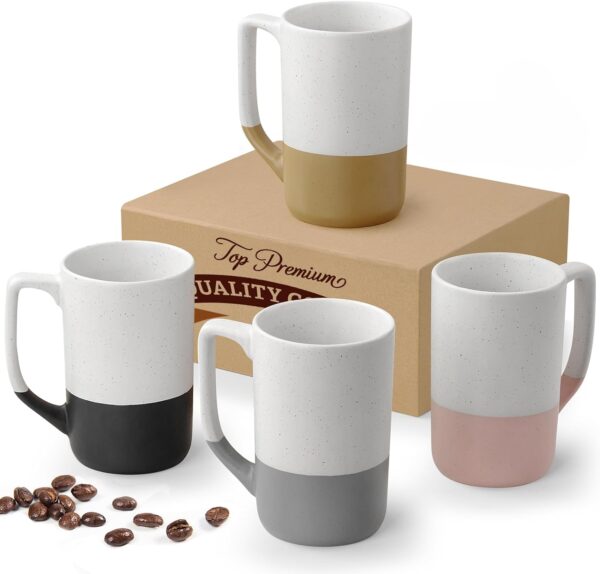 Large Ceramic Coffee Mug Set of 4, 16 oz Tea Cups with Handl... - Image 2