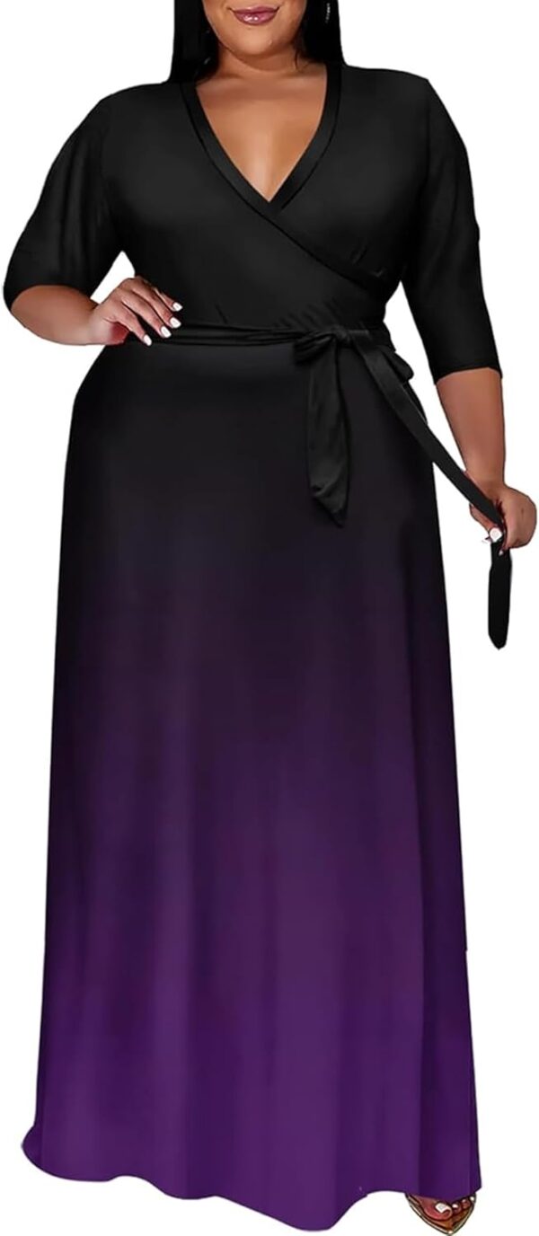Runwind Plus Size Dresses for Women Gradient Maxi Dress Flow... - Image 2
