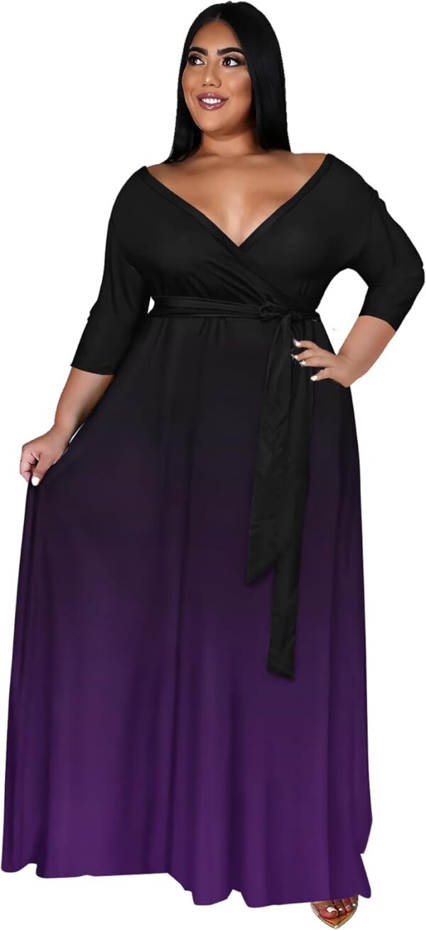 Runwind Plus Size Dresses for Women Gradient Maxi Dress Flow... - Image 3