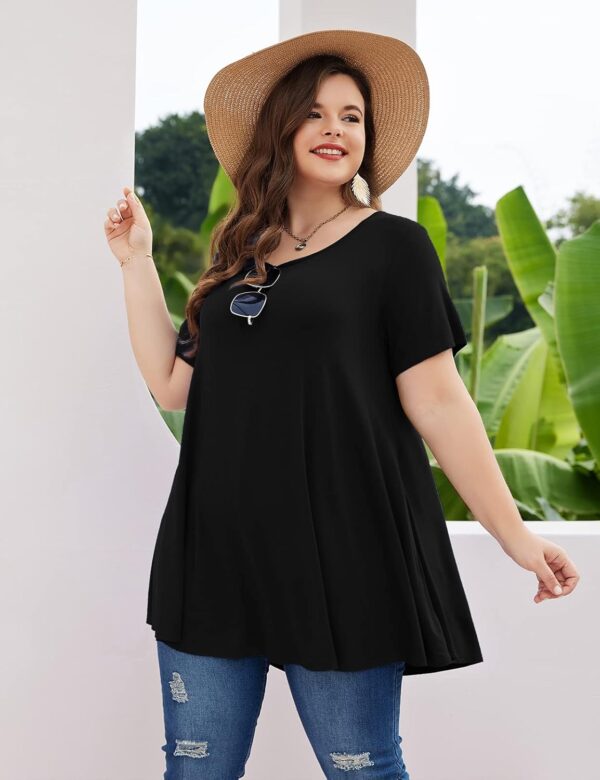 MONNURO Womens Short Sleeve Casual Loose Fit Flare Swing Tun... - Image 5