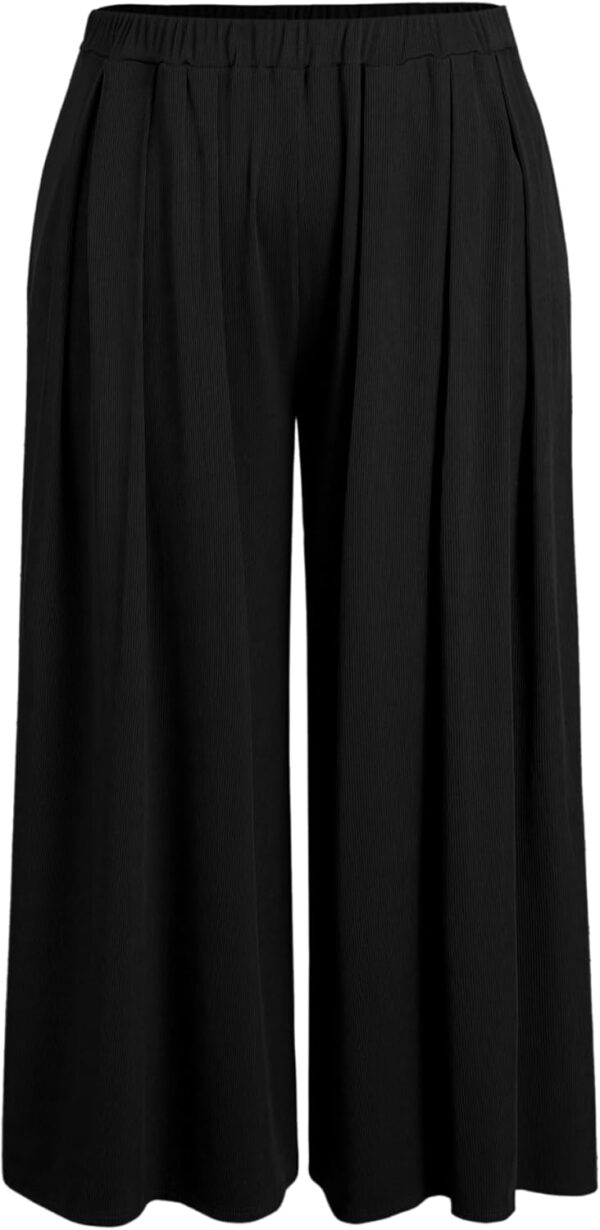 CIDER Women’s Plus Size Wide Leg Pants Palazzo Flowy Elastic... - Image 2