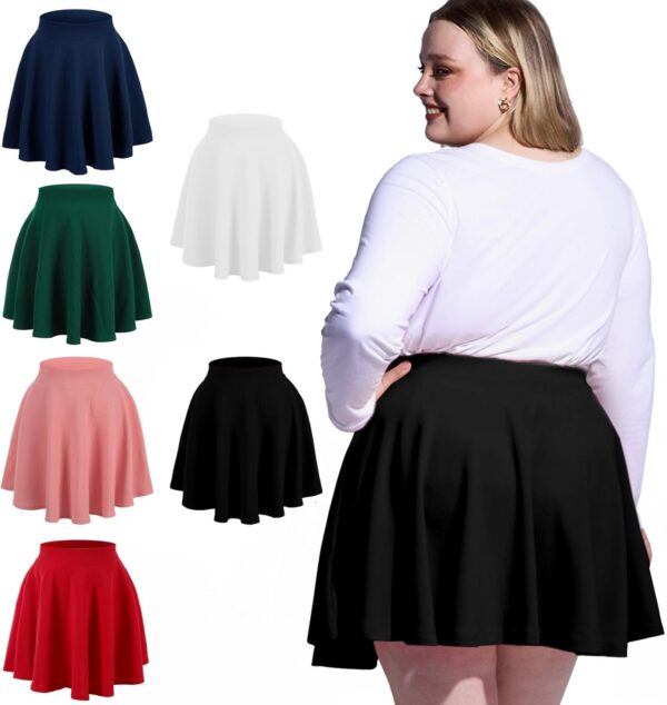 Moon Wood Women's Plus Size Mini Skater Skirt- Basic Versati... - Image 5