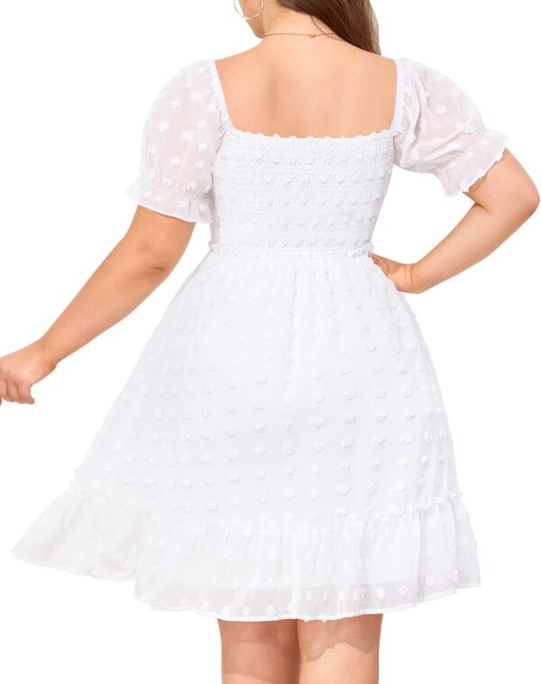 Plus Size Square Neck Graduation Summer Casual Sundress Chif... - Image 5
