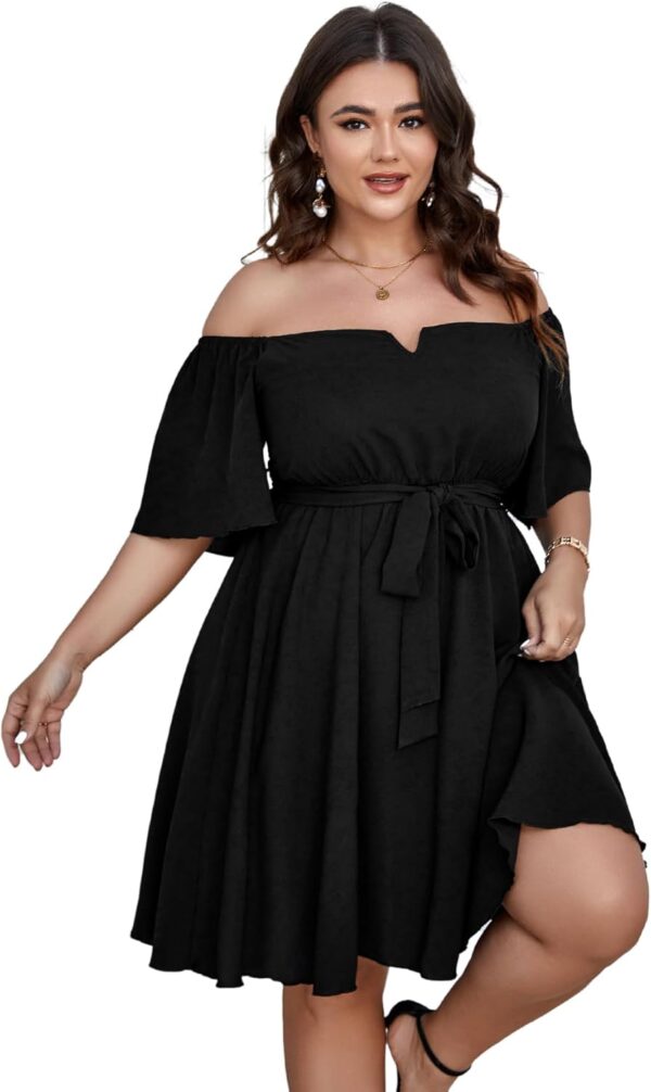 SCOMCHIC Womens Plus Size Cocktail Dress Summer Off Shoulder... - Image 5