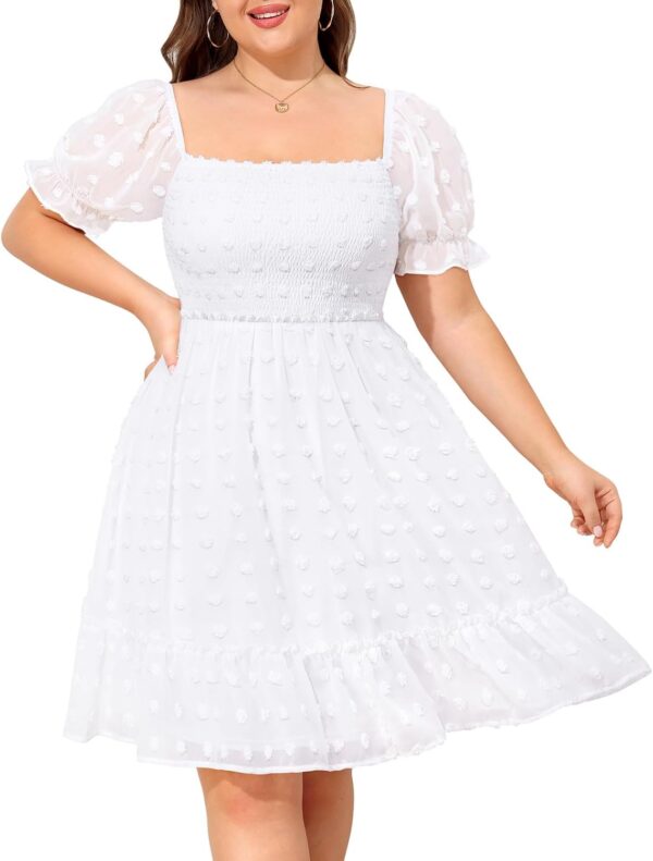 Plus Size Square Neck Graduation Summer Casual Sundress Chif... - Image 2