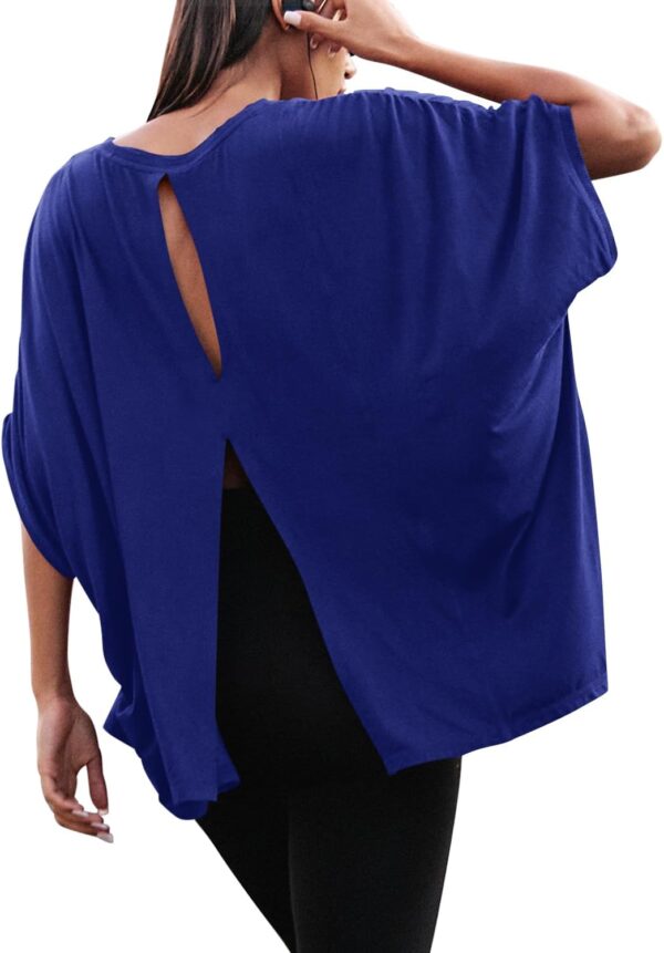MIHOLL Women's Short Sleeve T Shirts Open Back 2025 Summer C... - Image 2