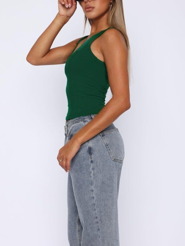 Women's Sleeveless Square Neck Strappy Tank Cute Double Laye... - Image 3