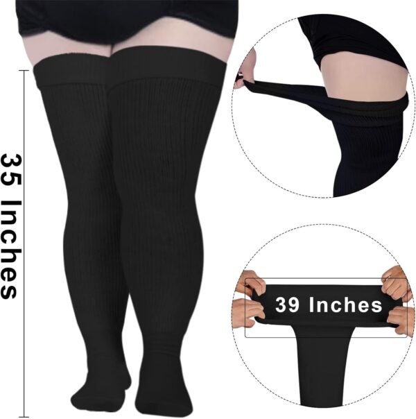 Plus Size Womens Thigh High Socks for Thick Thighs- Extra Lo... - Image 3