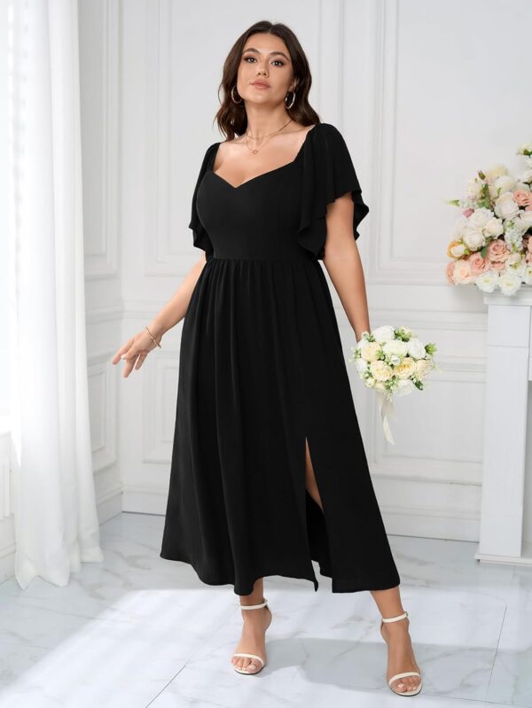 SCOMCHIC Women Plus Size Dresses Short Sleeve Sweetheart Nec... - Image 3