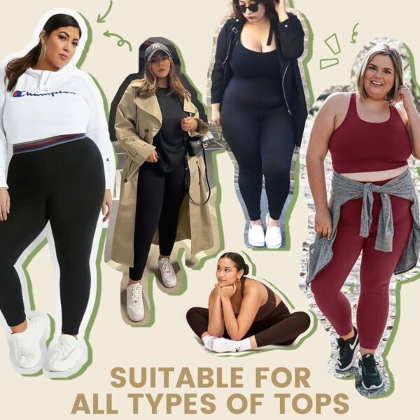 HLTPRO 3 Pack Plus Size Leggings with Pockets for Women - Bl... - Image 4