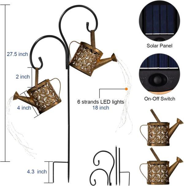 MEREAR Solar Watering Can Lights Outdoor with 8 Multi-Color ... - Image 6