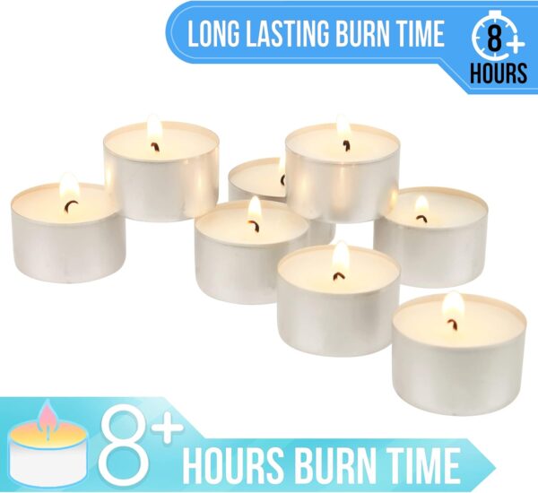 Stonebriar 100 Pack Unscented 8 Hour Extended Burn Time Tea ... - Image 6