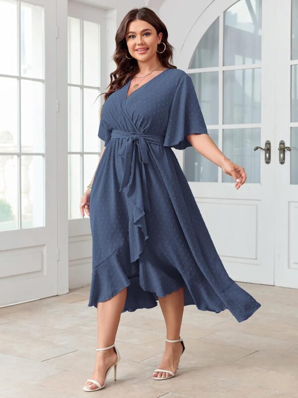 SCOMCHIC Women's Plus Size Summer Dresses Short Sleeve Wrap ... - Image 7