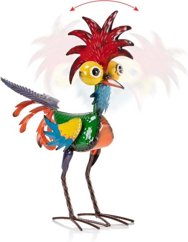 Alpine Corporation - 18" Tall Wacky Metal Rooster Yard Statu... - Image 2