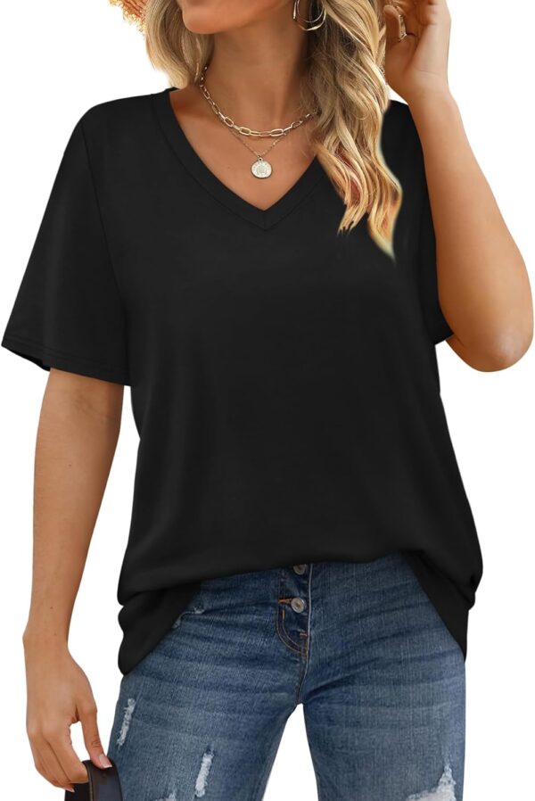 Aokosor Womens V Neck Short Sleeve T Shirts Summer Tops 2025... - Image 4