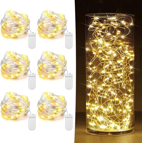 6 Pack Fairy Lights Battery Operated 7ft 20 LED Mini String ... - Image 2