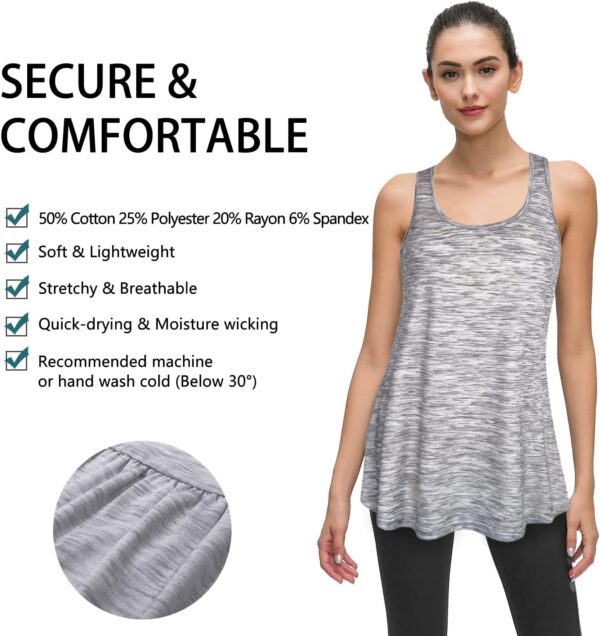 Cestyle Womens Sleeveless Scoop Neck Flowy Loose Fit Workout... - Image 4