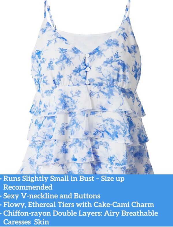 VETIOR Flowy Five Layer Cami Spaghetti Strap Sexy V Neck Top... - Image 3