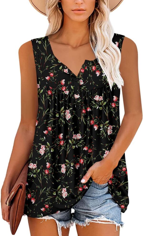 ROSELINLIN Womens Tank Tops and Short Sleeve Floral Summer T... - Image 3