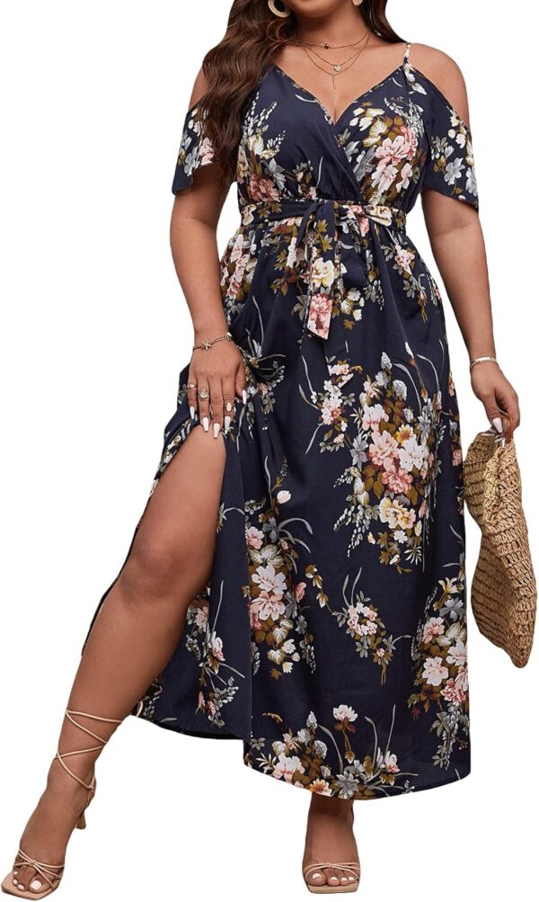 Floerns Women's Plus Size Cold Shoulder Short Sleeve Split T... - Image 2