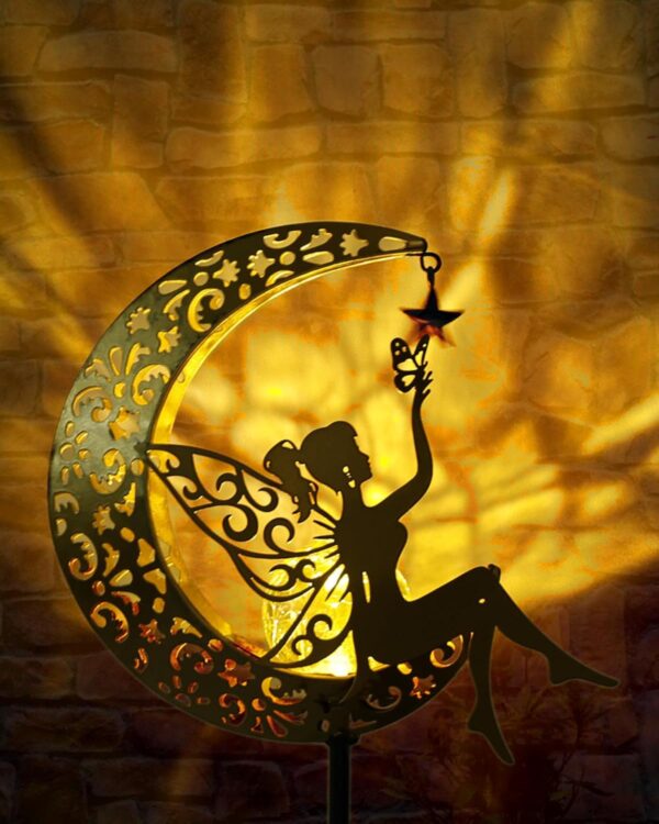 Solar Garden Statues Outdoor Decor, Fairy Moon Figurine Ligh... - Image 9