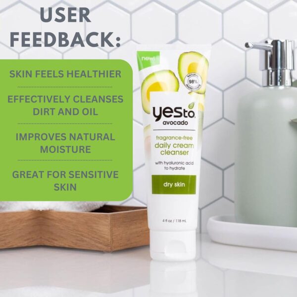 Yes To Avocado Fragrance Free Daily Cream Cleanser, Hydratin... - Image 7