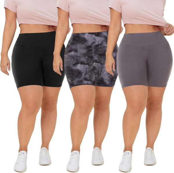 QGGQDD 3 Pack Plus Size Biker Shorts for Women – 8" High Wai... - Image 2