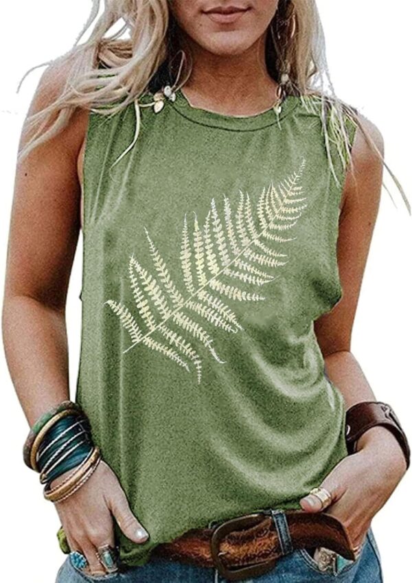 Women Leaf Graphic Tank Tops Summer Aesthetic Plant Print Hi... - Image 4