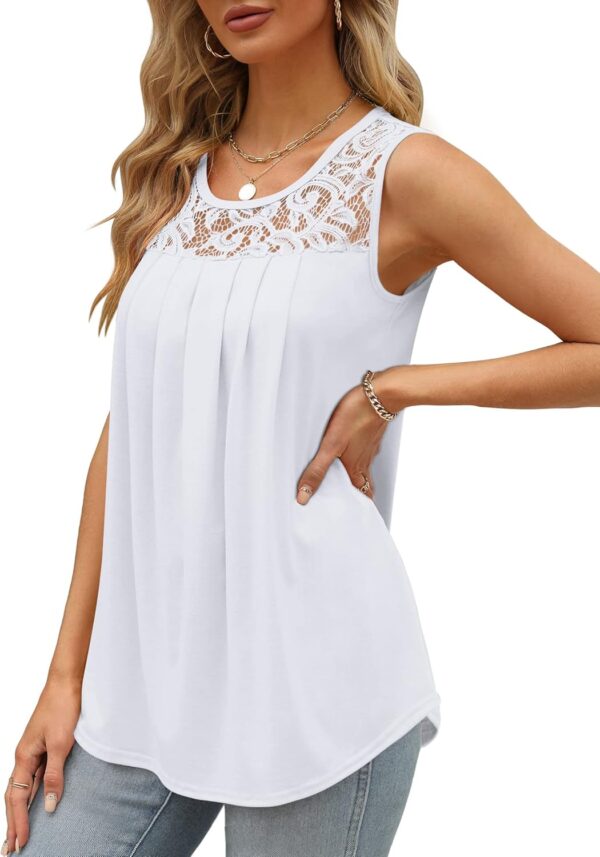 Saloogoe Summer Tank Tops for Women Loose Fit Pleated Tunics... - Image 4