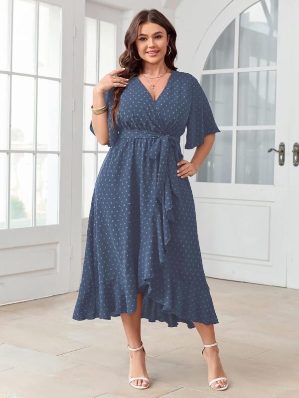 SCOMCHIC Women's Plus Size Summer Dresses Short Sleeve Wrap ... - Image 6