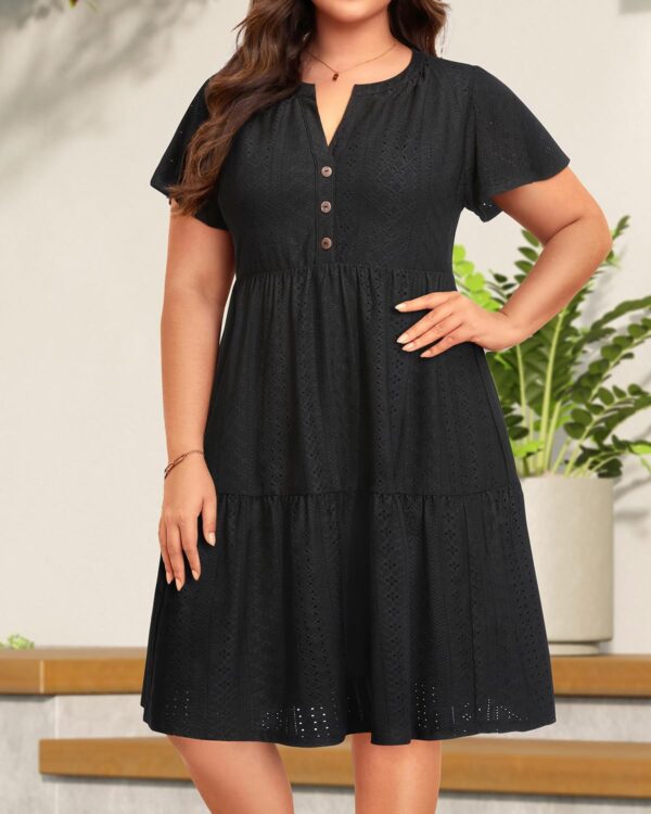 Plus Size Summer Dress - Casual Sundress Beach Short Sleeve ... - Image 5