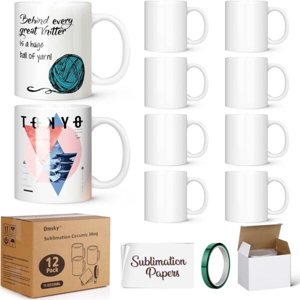 Dmsky Sublimation Coffee Mugs Tazas Para Sublimar 11 oz Blan... - Image 2