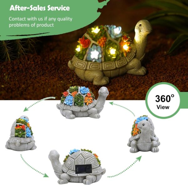 Nacome Solar Garden Outdoor Statues Turtle with Succulent an... - Image 4