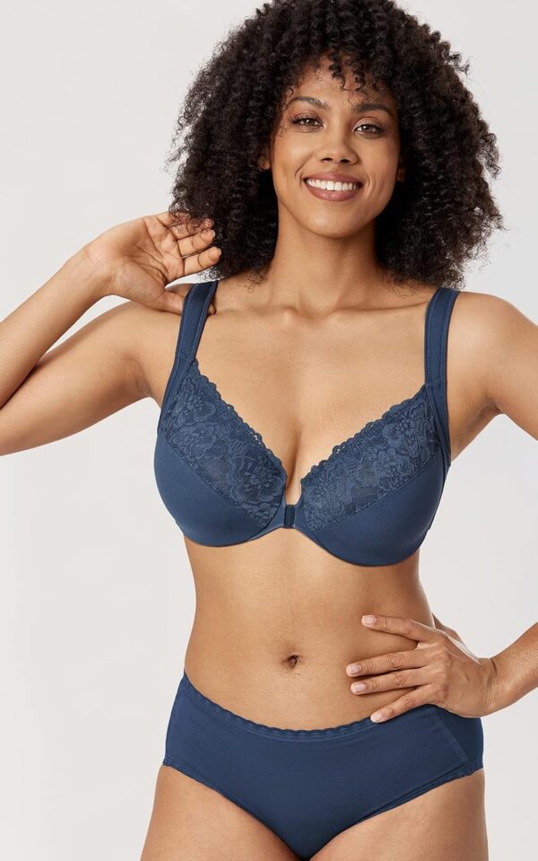 DELIMIRA Women's Front Closure Bras Plus Size Lace Full Cove... - Image 6