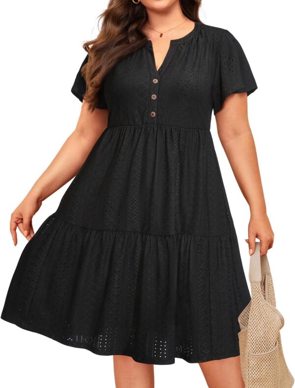 Plus Size Summer Dress - Casual Sundress Beach Short Sleeve ... - Image 2