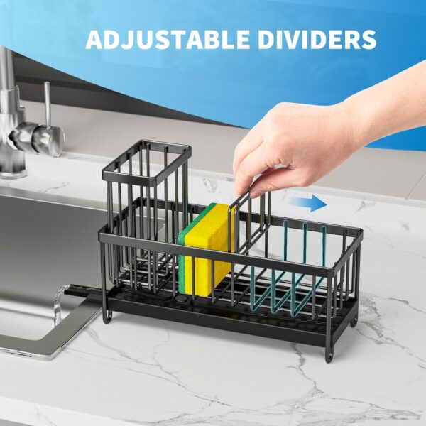 Cisily Black Sponge Holder for Kitchen Sink, Sink Caddy Orga... - Image 5