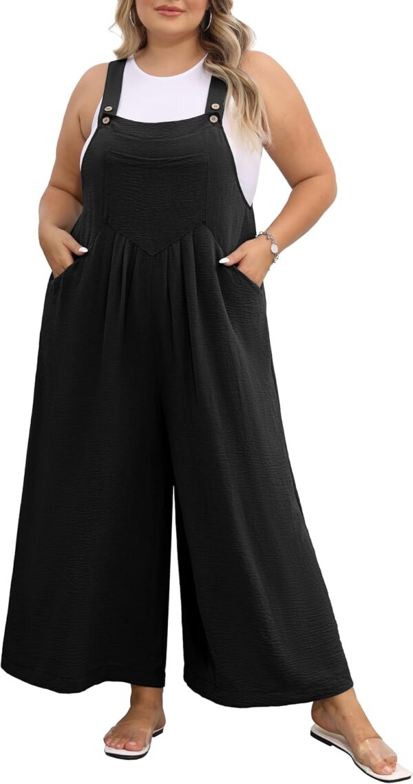OLRIK Plus Size Jumpsuit for Women Wide Leg Casual Summer Ro... - Image 2