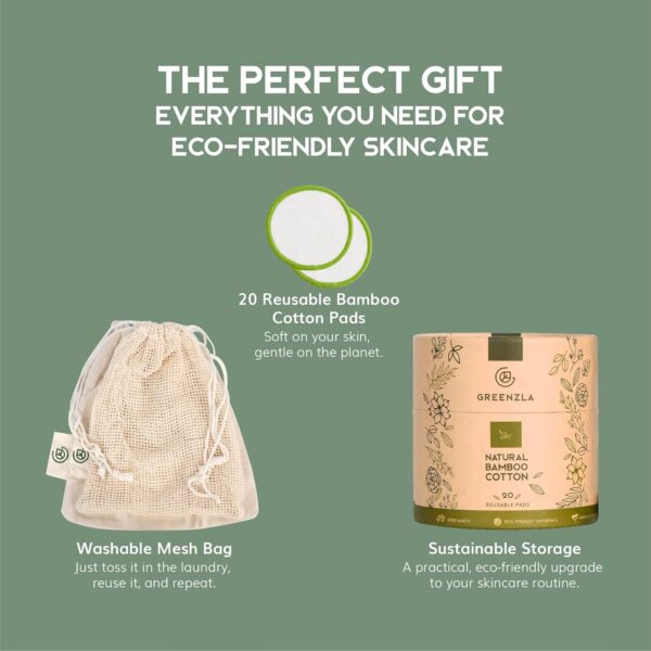 Greenzla Reusable Makeup Remover Pads, Washable Bamboo Cotto... - Image 3