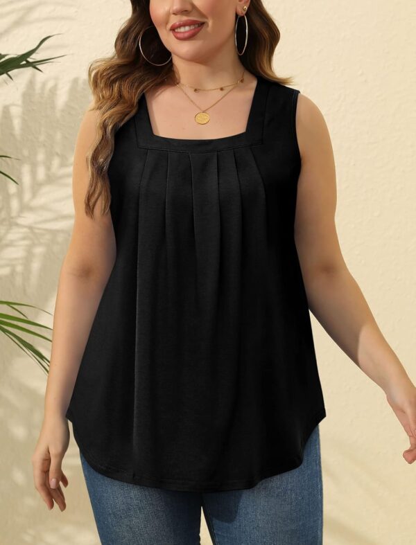 Saloogoe Summer Tank Tops for Women Loose Fit Pleated Square... - Image 6