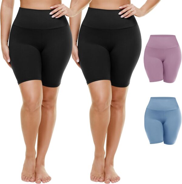 TNNZEET 2 Pack Plus Size Biker Shorts for Women - 8" Black H... - Image 2