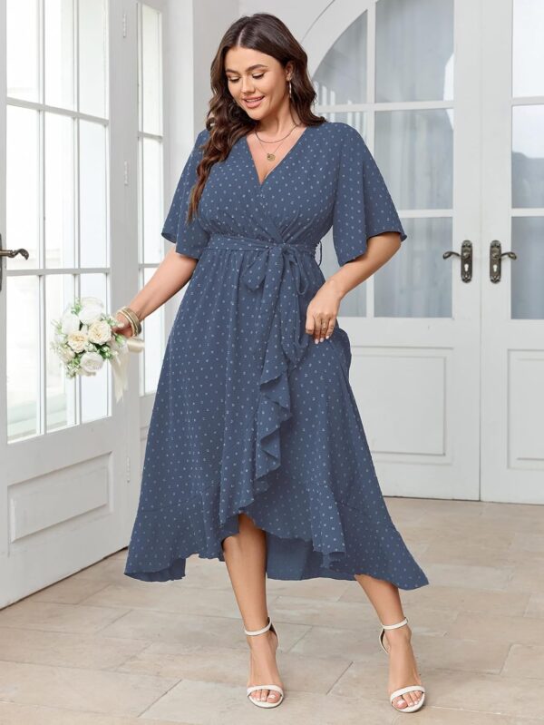 SCOMCHIC Women's Plus Size Summer Dresses Short Sleeve Wrap ... - Image 5
