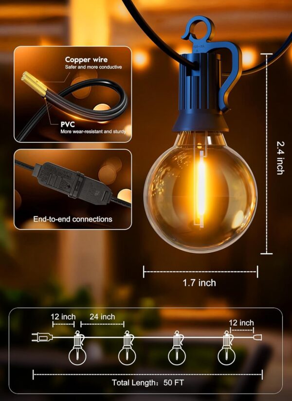Brightown Outdoor String Lights - Connectable Dimmable LED P... - Image 7
