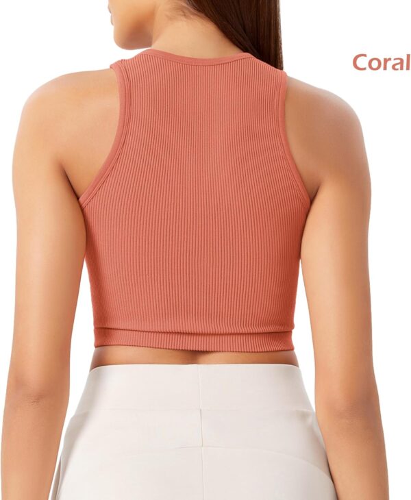 ODODOS 3-Pack Seamless Crop Tank for Women Ribbed Soft High ... - Image 4