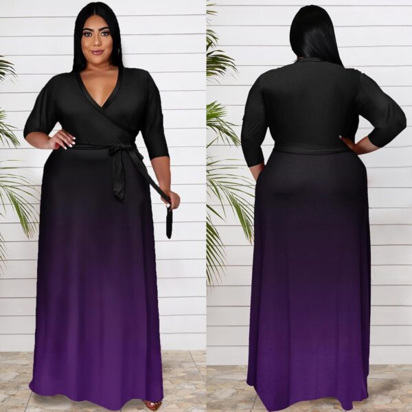 Runwind Plus Size Dresses for Women Gradient Maxi Dress Flow... - Image 5