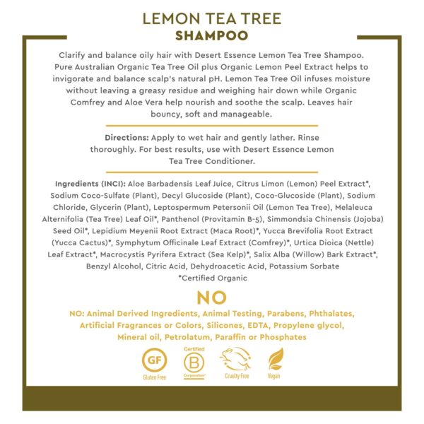 Desert Essence Lemon Tea Tree Shampoo - 8 Fl Oz - Pack Of 3 - Image 4
