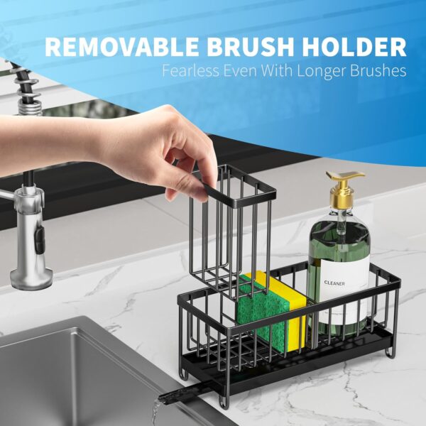 Cisily Black Sponge Holder for Kitchen Sink, Sink Caddy Orga... - Image 4
