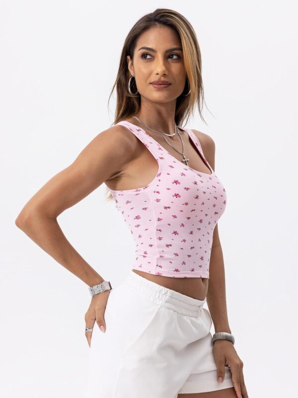 Danysu Women Rib Tank Top Padded Workout Top Square Neck Cro... - Image 5