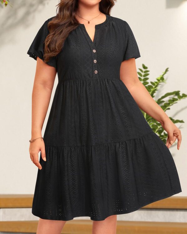 Plus Size Summer Dress - Casual Sundress Beach Short Sleeve ... - Image 3