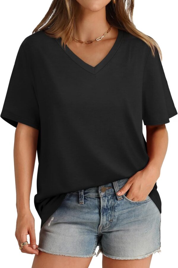Aokosor Womens V Neck Short Sleeve T Shirts Summer Tops 2025... - Image 2
