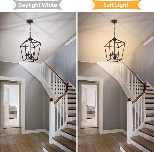 4 Light Chandelier, Industrial Ceiling Light Black Lantern L... - Image 6
